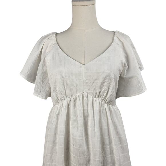 Easel NEW White Maxi Lined Dress 3 Tier Skirt BOHO Romantic Cottagecore Small - Picture 9 of 16